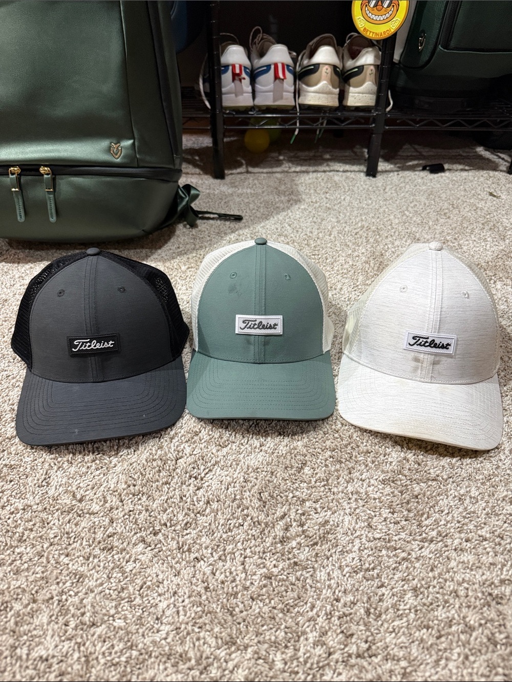 Titleist Santa Cruz Hats Blk/Blk, Sage/Wht, Wht/Wht Pack of 3 Good Condition